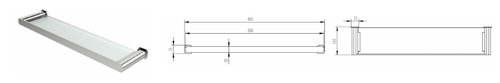 Oskar Metal & Glass Shelf 600mm