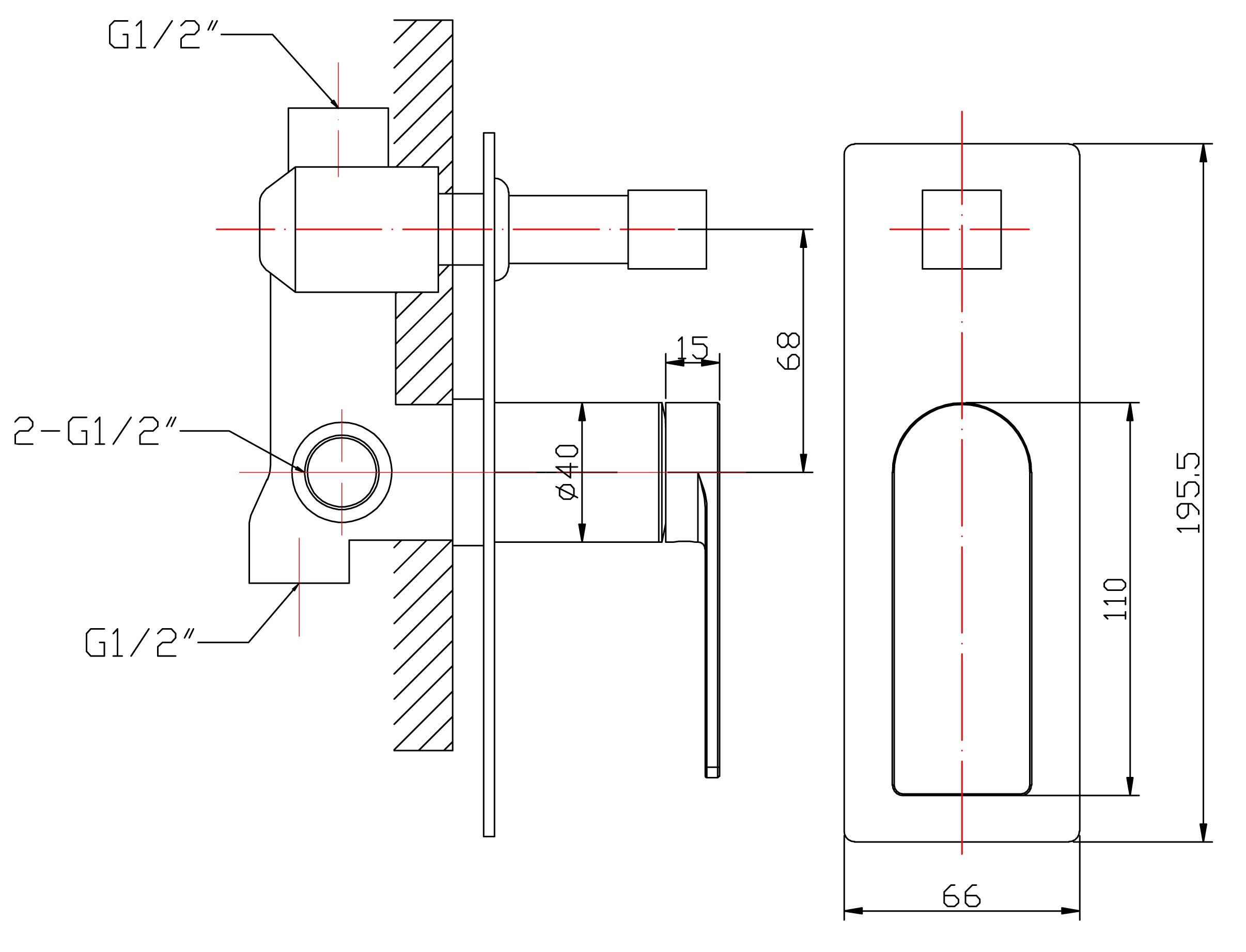 Ruki Wall Mixer With Diverter
