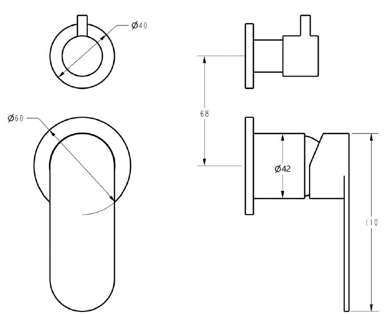 Sora SS Wall Diverter Mixer Trim Kits In Polished - Neche Interiors