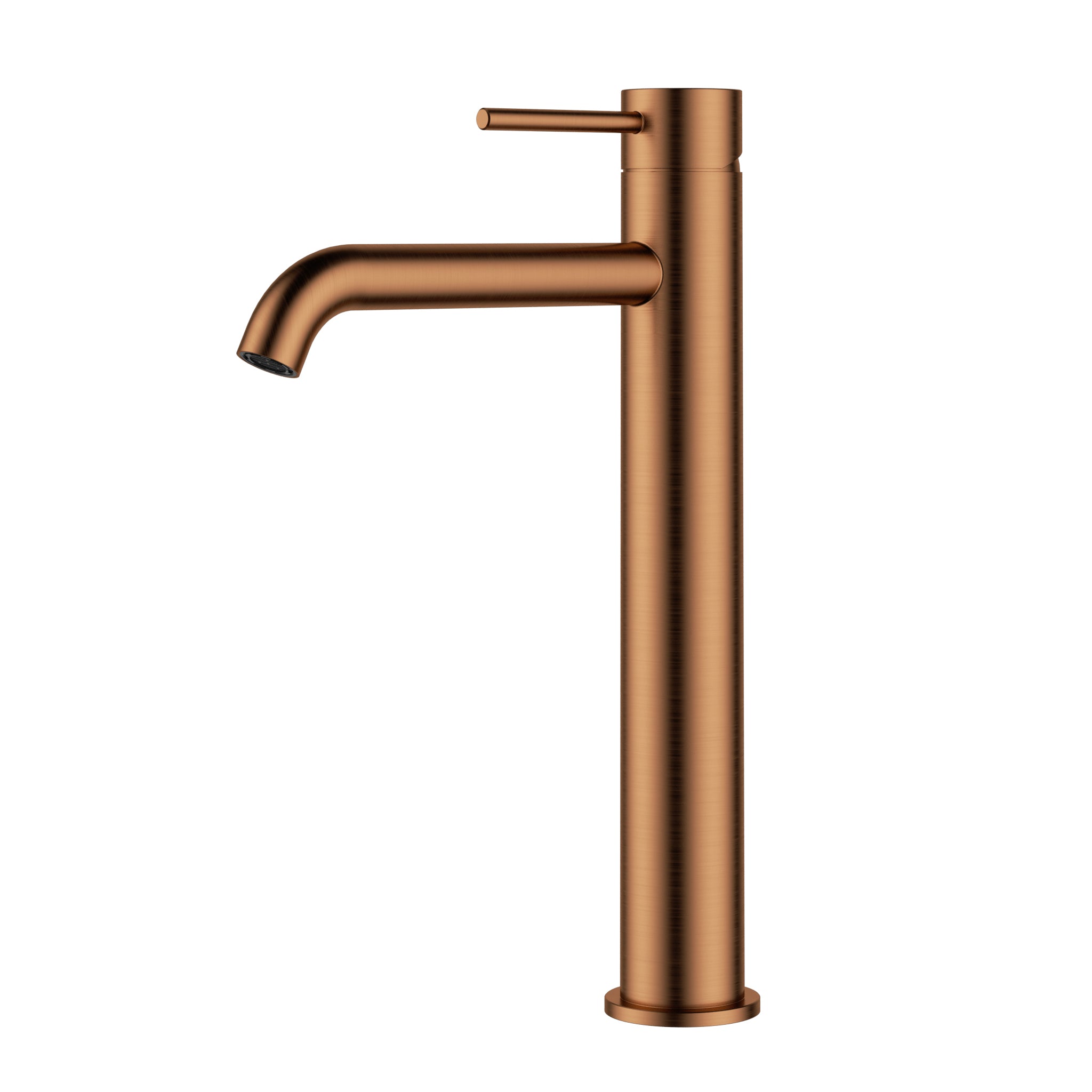 Otus Slimline ss Highrise Basin Mixer Curved Spout - Brushed Copper