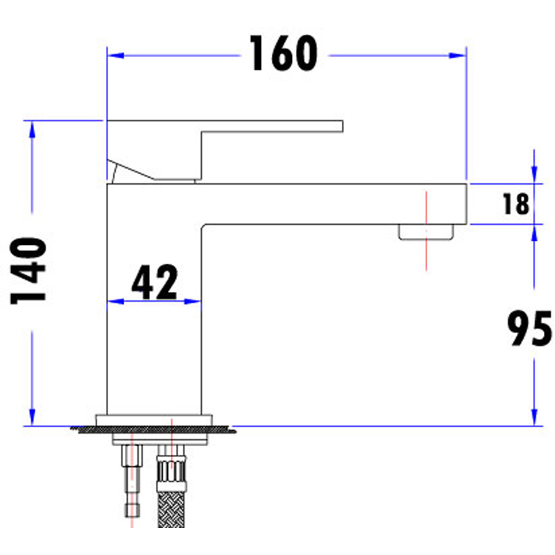 ACL Rosa Basin Mixer technical specifications and dimensions
