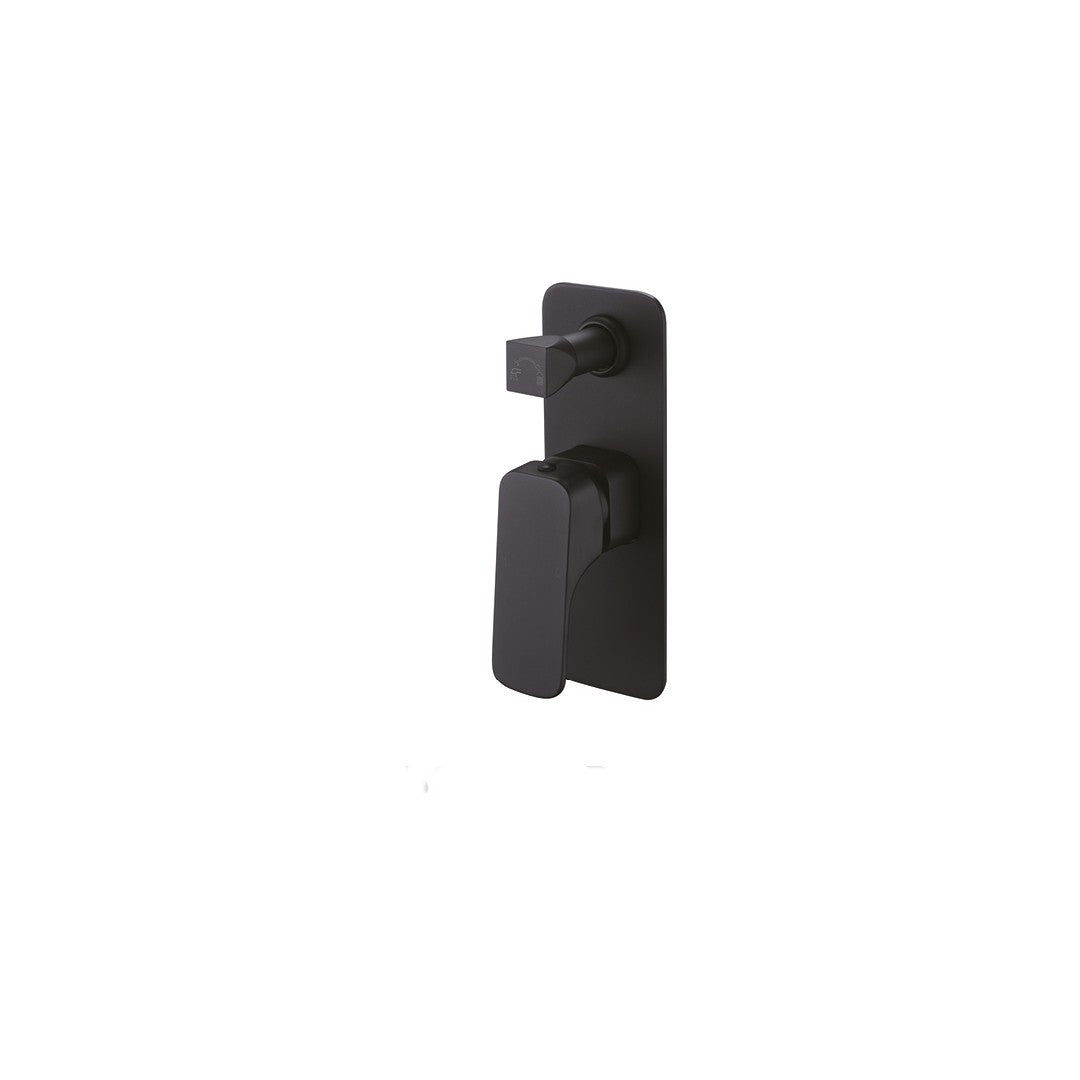 Cubed Matte Black Wall Mixer With Diverter - Neche Interiors