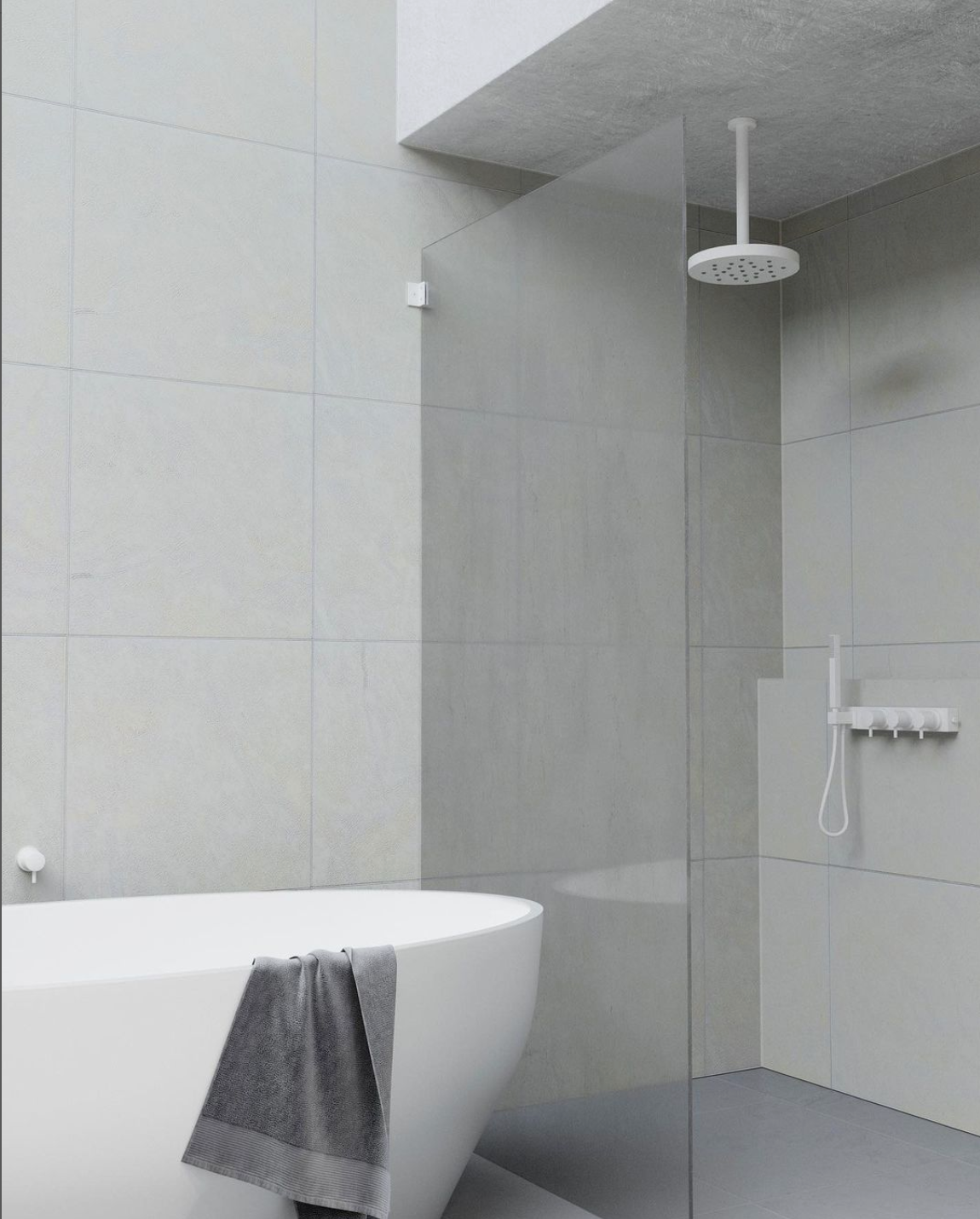 Purity Frameless Shower Screen - Fixed Panel - Neche Interiors