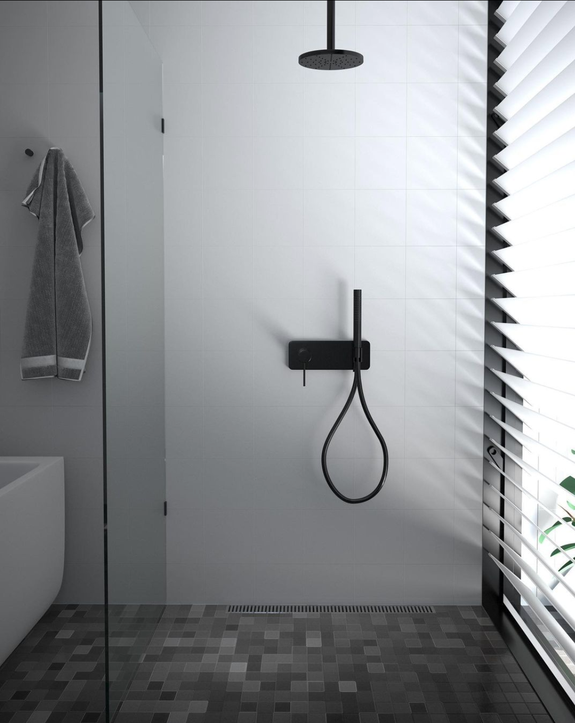 Purity Frameless Shower Screen - Fixed Panel - Neche Interiors